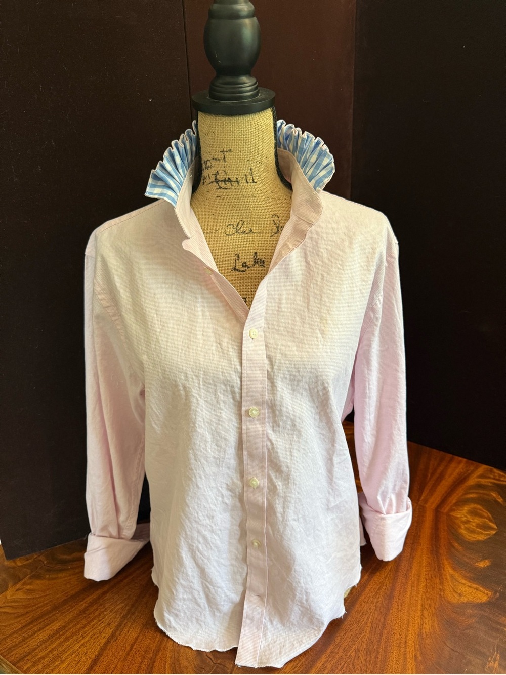 Upcycled Michael Kors Light Pink Button-Down with Contrasting Collar